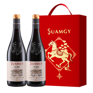 圣芝G300法国罗纳河谷红酒礼盒装梅多克正品进口干红葡萄酒送礼款