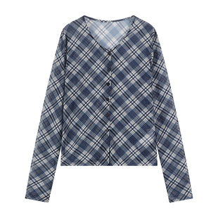 吴童童蓝色格子褶皱吊带背心女夏季新款韩系不规则设计感外穿上衣