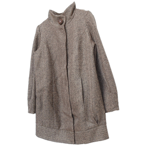 艾格淘特/S专柜断码女秋冬棕色宽松麻坠半高领休闲外套4N4088