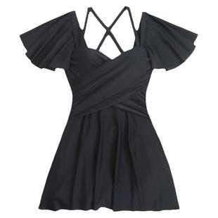 晚礼服纯色显瘦泡温泉性感女款裙式大码平角裤胖mm带钢托遮肚泳衣