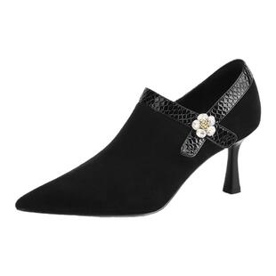 星期六复古百搭高跟鞋2026春季新款尖头细跟女鞋优雅套脚女士单鞋