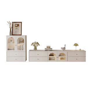 定制电视柜茶几组合实木奶油风客厅斗柜小户型落地家用法式墙边柜