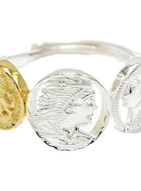 古董新款银质罗马硬币戒指