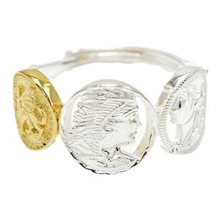 22新款重工s925银质罗马硬币戒指龙纹章女神古董金币指环复古小众