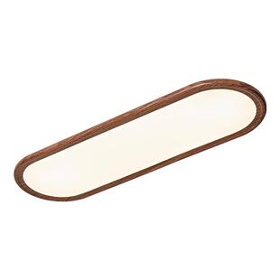 箭牌超薄过道吸顶灯中古风玄关过道走廊灯胡桃木色一字长条阳台灯