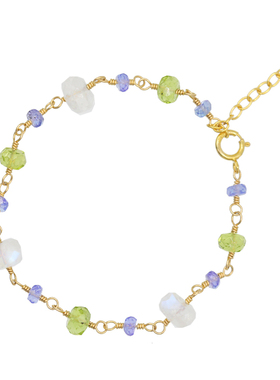 原创精致月光石橄榄石手作手链