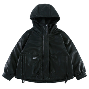 女童羽绒服2025新款秋冬装中大童韩版洋气时髦白鸭绒皮衣免洗外套