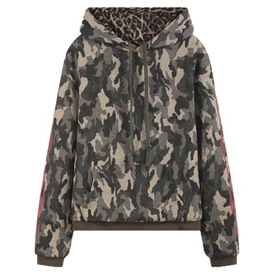 (noE）火焰迷彩华夫格街头卫衣