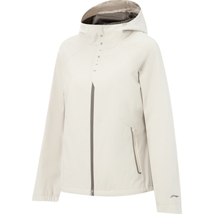 李宁外套女春季新款防泼水防风连帽上衣户外加绒梭织夹克运动风衣