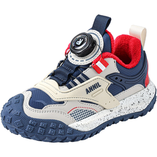 安奈儿童鞋男童运动鞋2025新款冬季加绒二棉冬鞋大童鞋子儿童棉鞋