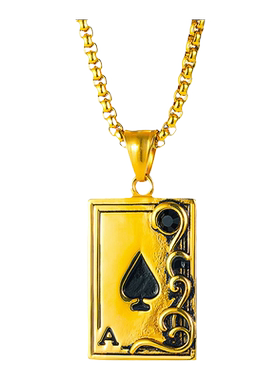时尚嘻哈扑克牌黑桃A项链