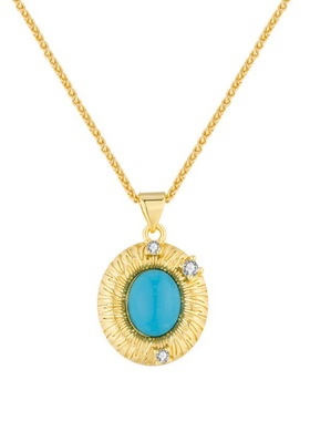 NeedU复古老钱风蓝石项链戒指