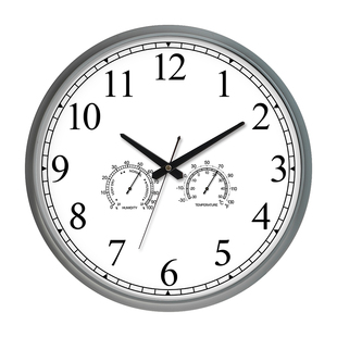 天极星户外防水静音挂钟现代复古钟表温湿度设计客厅石英钟挂表大