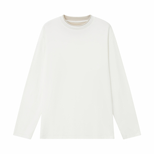 ttelen.韩国长绒精棉撞色正肩长袖休闲打底健身上衣显身材运动TEE