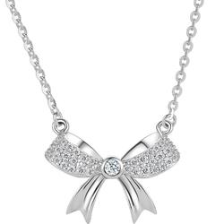 周六福S925银项链蝴蝶结吊坠百搭锁骨链跨年礼物送女友