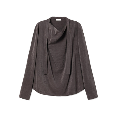 白弓“干丝系列”艺术家设计感飘带长袖衬衫女小衫秋季新款56609