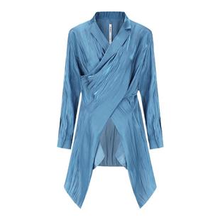 【deepmoss】优雅气质水泽交叠中长款简约凉感长袖衬衫