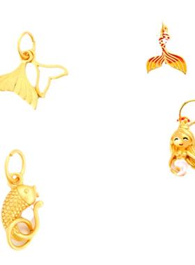 沙金小滴溜如鱼得水吊坠项链