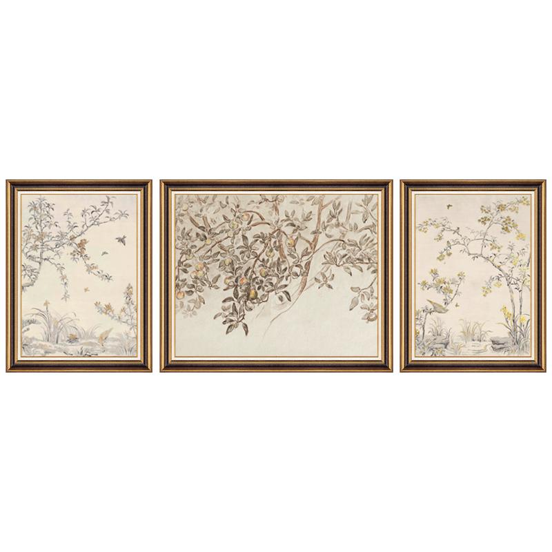 客厅装饰画欧式高级感三联正品油画壁画法式奶油风沙发背景墙挂画