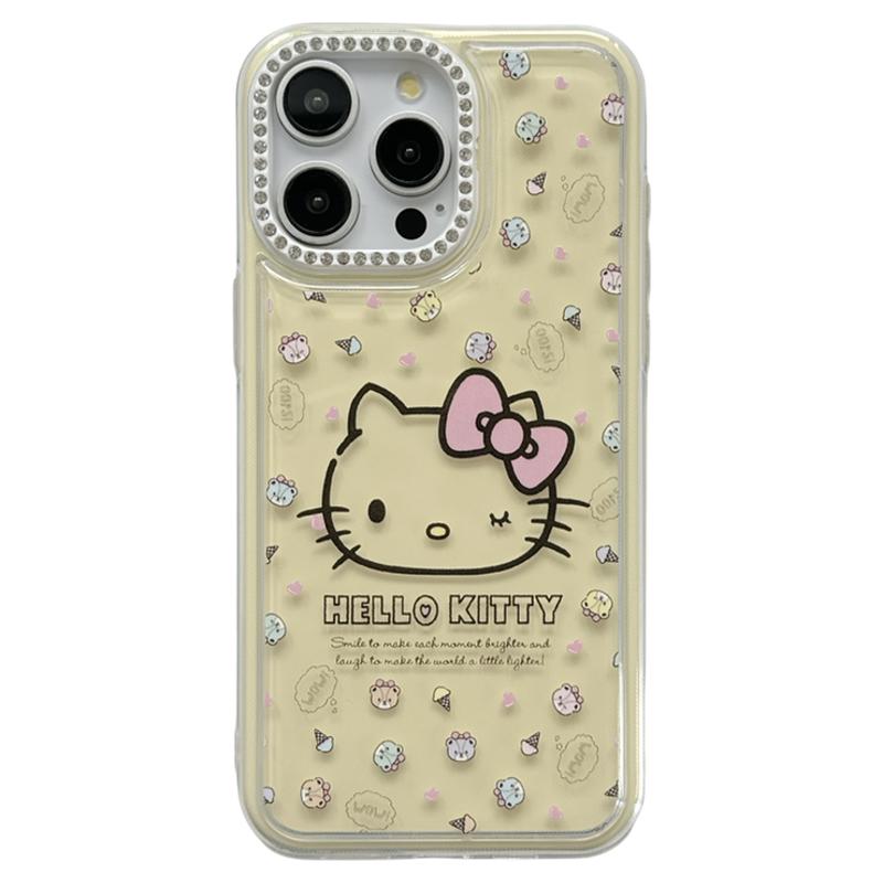 ins可爱奶黄色HelloKitty带链条适用苹果15手机壳iphone16ProMax新款15promax女款13二合一16pro全包14保护套