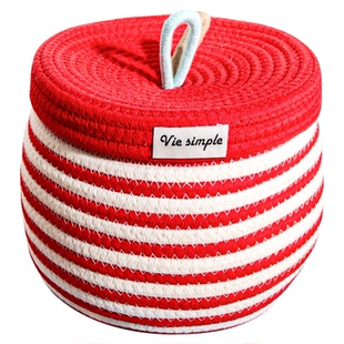 新年礼物盒棉线编织收纳筐苹果礼盒家用零食杂物化妆品玩具置物篮