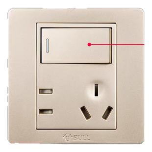 公牛一开五孔插座带开关按钮控制86型家用单开1开双控5孔面板暗装