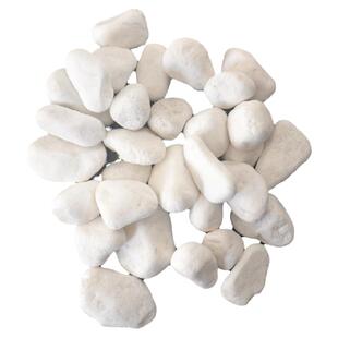 白石子造景园林庭院白色石子鹅卵石白石头景观铺地石白色鹅卵石