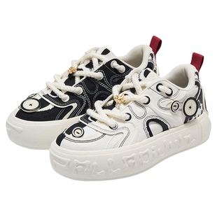 PALLADIUM帕拉丁男女经典百搭鸳鸯黑白板鞋厚底增高扣子鞋