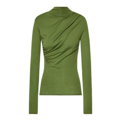 ECRIVAIN高领不对称压褶针织衫