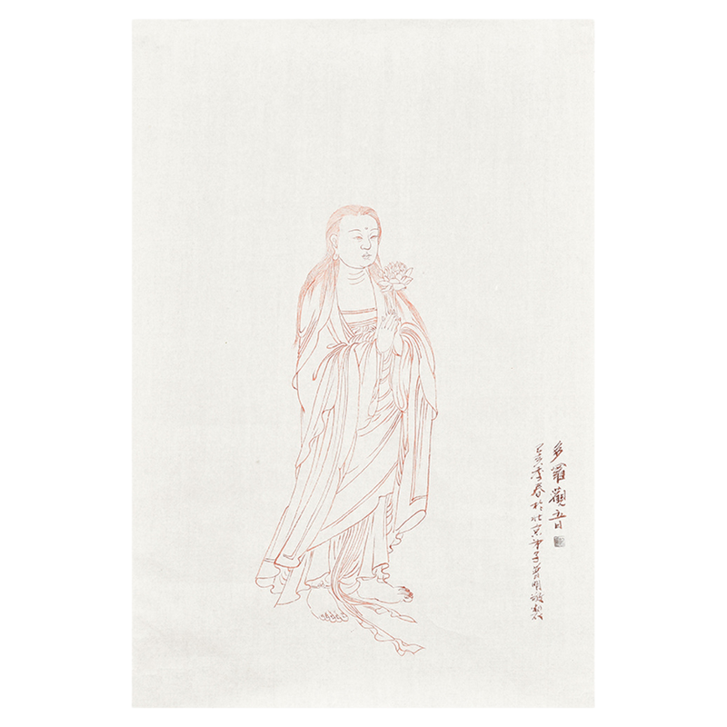 名家手绘真迹国画观音图