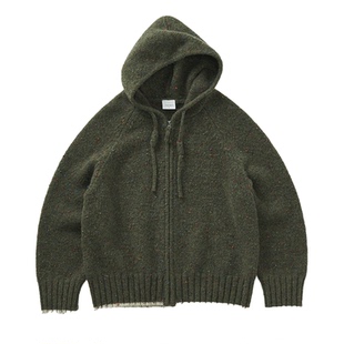 714street连帽针织开衫男2024秋冬款毛衣女款设计感小众上衣外套