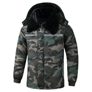 防风防水加绒加厚保暖棉服套装耐磨耐脏户外劳保服外套迷彩棉大衣