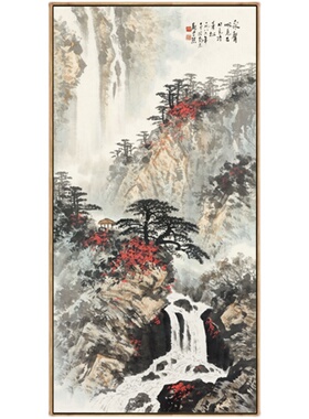 松泉山石图新中式山水画客厅装饰画卧室床头玄关壁画餐厅酒店挂画