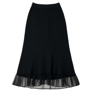 缪斯碎片~黑色针织半身裙高腰轻优雅网纱拼接百搭a字裙
