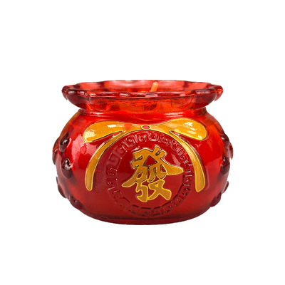 福旺财旺红色玻璃酥油灯蜡烛