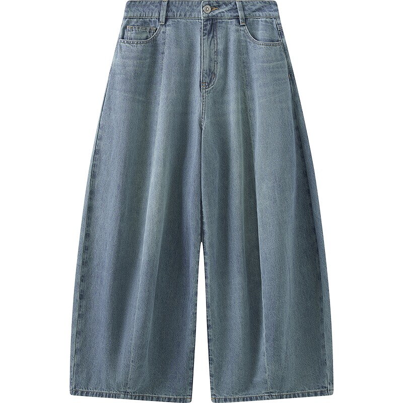 【商场同款】播26夏新品O型棉麻水洗牛仔裤女宽松长裤BDT2KD1665