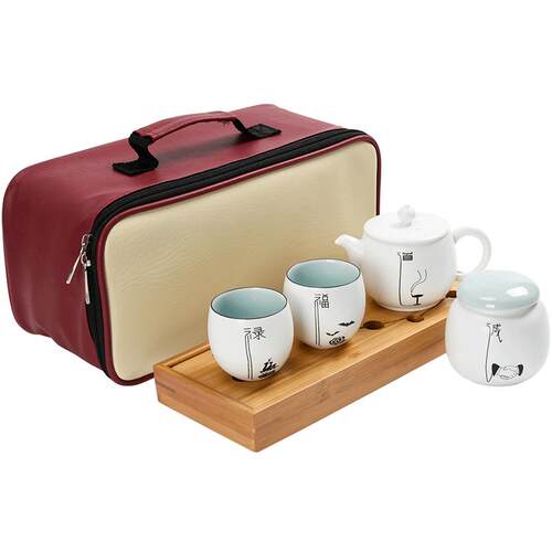 君器功夫茶具套装家用中式单人小套陶瓷茶壶办公室喝茶一壶两杯
