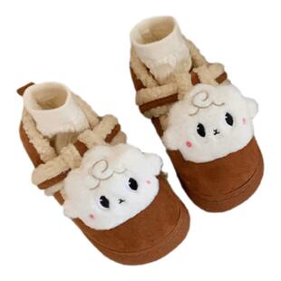 细细条 立体趣味小羊勃肯鞋休闲防滑保暖加绒冬季可爱包跟棉鞋女