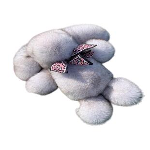 真毛进口狐狸长耳朵可爱兔子毛绒公仔玩偶玩具礼物皮草粉红色抱枕