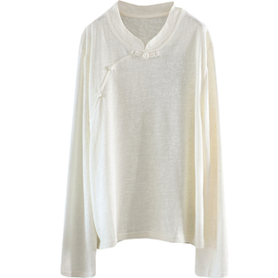 2025秋中式国风立领盘扣针织衫线衫女显瘦修身薄款长袖打底衫T恤