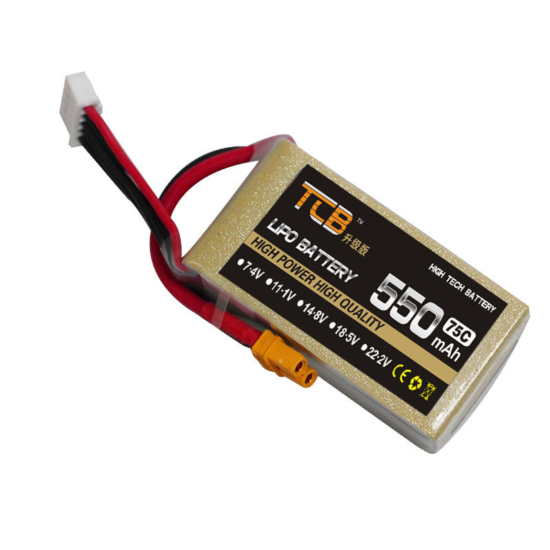 TCB航模锂电池7.4v3S11.1v550mah75C25C超小型固定翼遥控模型专用