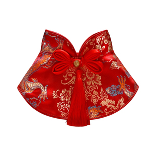 小狗围脖装饰中式喜庆配饰结婚礼比熊过年新年衣服薄款狗狗口水巾