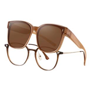 近视专用大框墨镜套镜女款偏光茶色可以卡在眼镜上女式可套太阳镜