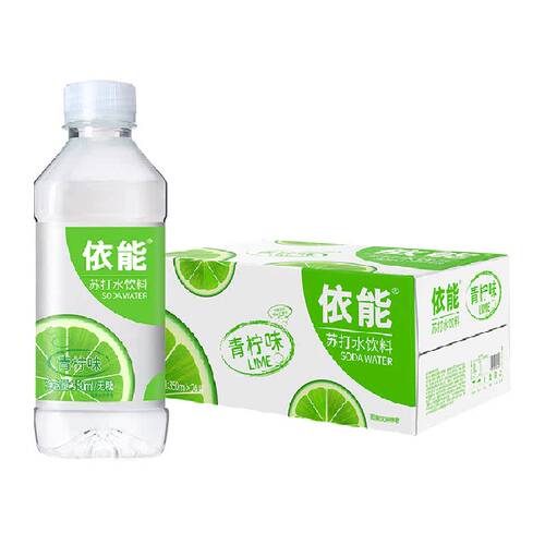 依能青柠味苏打水饮料350ml*24瓶整箱小瓶无糖无气弱碱性水饮用