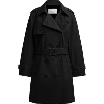 【新品】COACH/蔻驰奥莱女士中长款复古棕色风衣设计感高级感