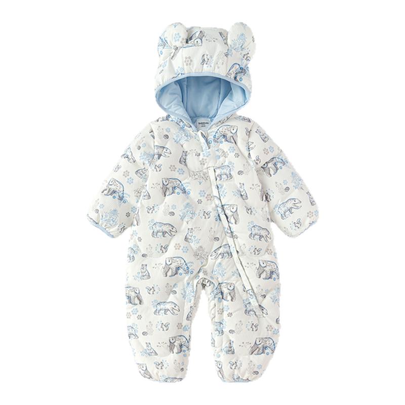 巴拉巴拉婴儿连体衣羽绒服宝宝衣服哈衣爬服2025新款儿童冬装保暖