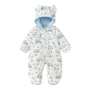 巴拉巴拉婴儿连体衣羽绒服宝宝衣服哈衣爬服2025新款儿童冬装保暖