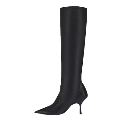 SW早秋新品长筒靴尖头小猫跟