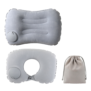 按压充气腰垫飞机护颈u型枕旅行便携枕头靠长途火车硬座睡觉神器