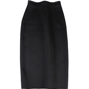 小黑裙伞裙黑色水波纹半身裙短中长女双面羊毛呢秋冬小a字版包臀